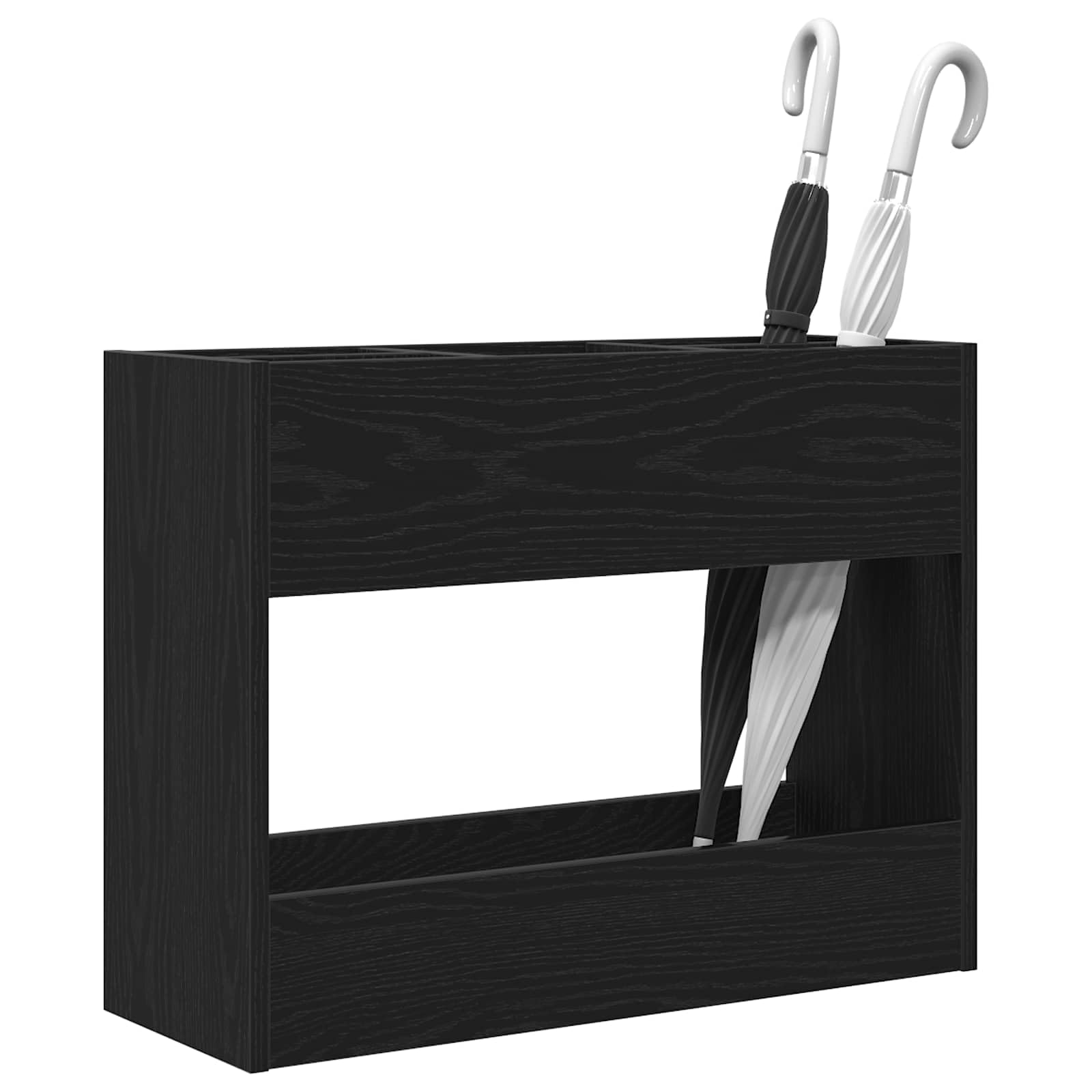 Portaombrelli nero effetto rovere, 65 x 24 x 50 cm, portaombrelli per corridoio, ingresso, foyer, per riporre e organizzare