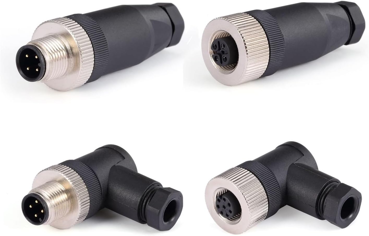 M12 Connector 4 5 8 core pin Hole Needle Right Angle Bevel Assembled Screw Wiring(M12 4 pin Straight Male Screw Connection)