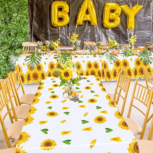 Dvaorc TB-1 4 Pack Sunflower Tablecloth 51 X 86 Inch Plastic Rustic Sunflower Tablecloth Sunflower Party Tablecloth Sunflower Birthday Party Table Cloth Sunflower Table Covers thumb #3