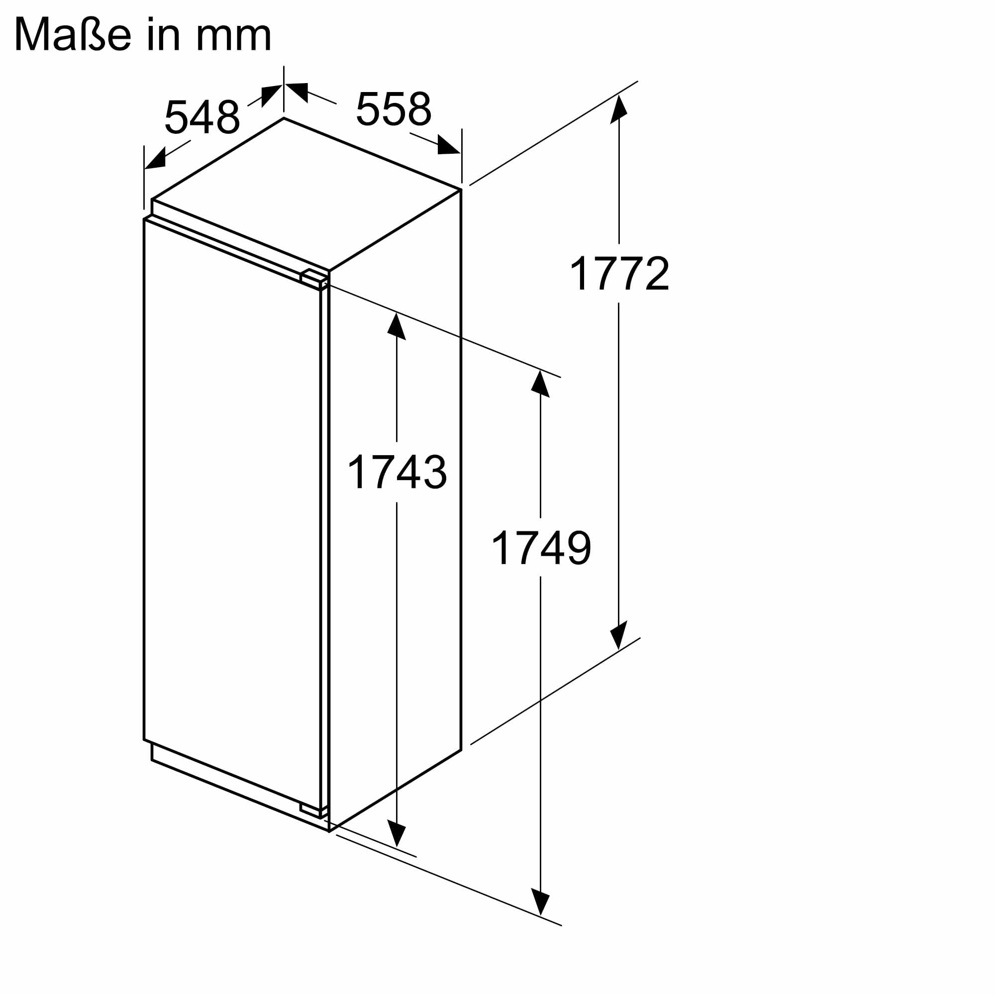 Siemens KI82LVFE0 iQ300, Einbaukühlschrank mit Gefrierfach, 177,5 x 56 cm Nische, 246L Kühlen & 34L Gefrieren, Made in Germany, freshBox für Obst und Gemüse, Flaschenablage, sehr Leise, Flachscharnier