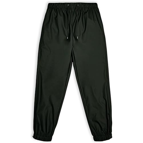 RAINS Pants, Navy Lightweight Waterproof Overpants for Men and Women with Elastic Waistband, Breathable Fit, Windproof