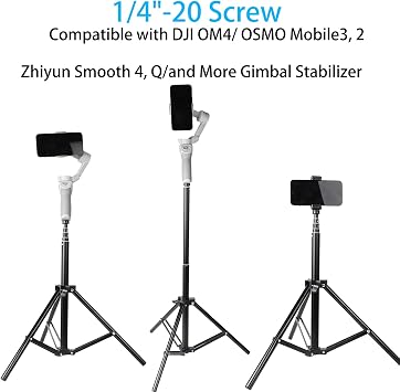 PellKing 2in1 Tripod Extension Rod 59in Adjustable Selfie Stick with Phone Clip for DJI OM4 SE 5/Osmo Mobile 6 3 2/Feiyu Zhiyun and More Hand Held Gimbal Stabilizer Accessories | With Phone Clip for DJI Osmo Mobile 8 7 7P 6 5 OM4 SE 5 Feiyu Zhiyun and More Hand Held Gimbal Stabilizer Accessories