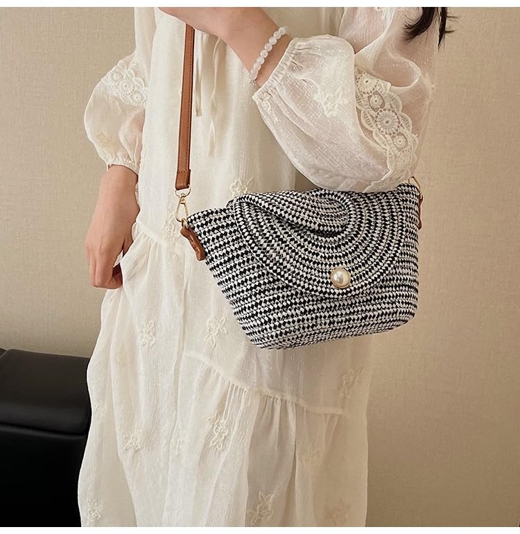 Women Straw Crossbody Bag Beach Handmade Rattan Shoulder Bags Hand Woven Leather Straps Straw Clutch Purse Vacation Travel3