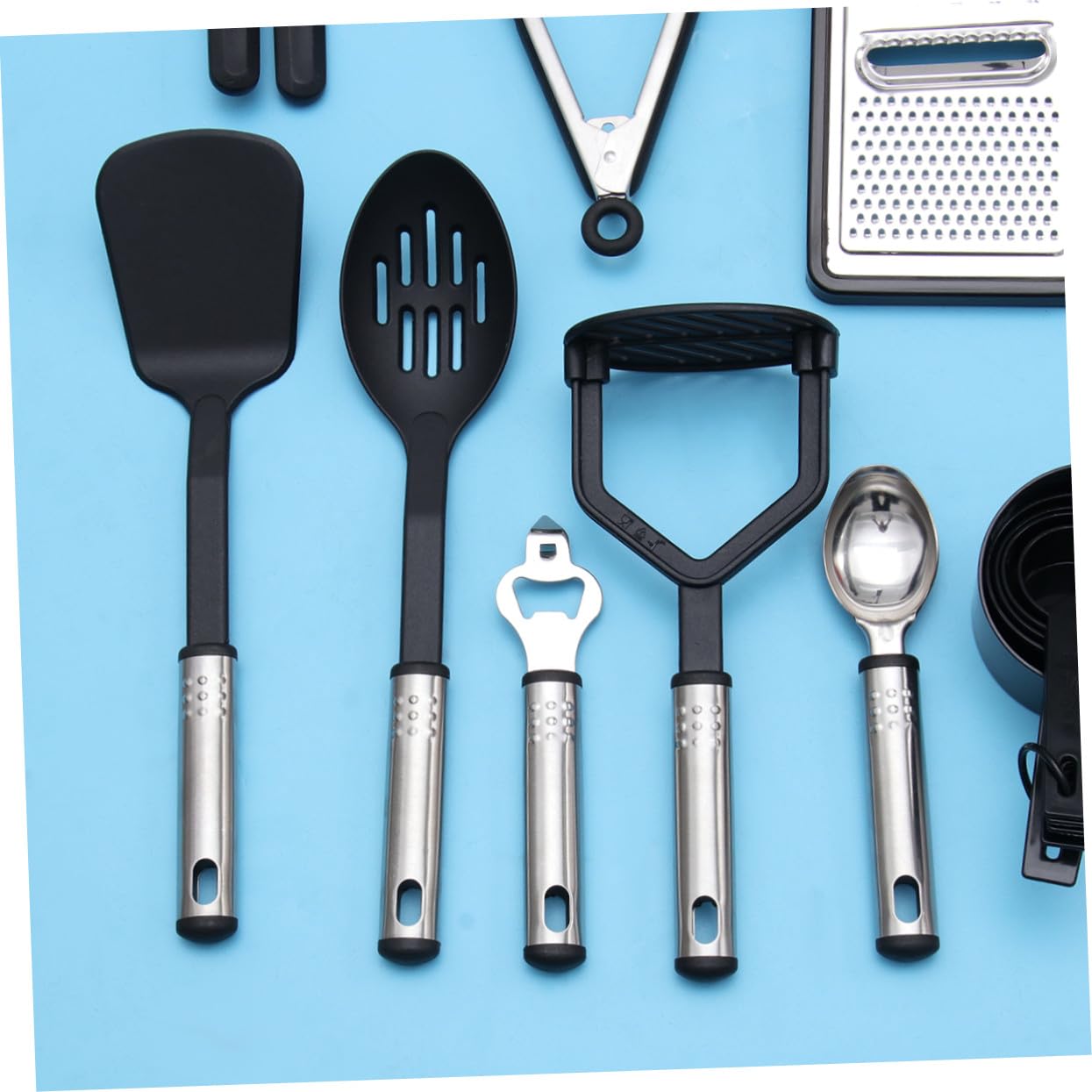 OUNONA 24pezzi Utensili Cucina in Acciaio Inox Antiaderente Utensili da Cucina Extra Lunghi per Pentole da Resistenti al Calore