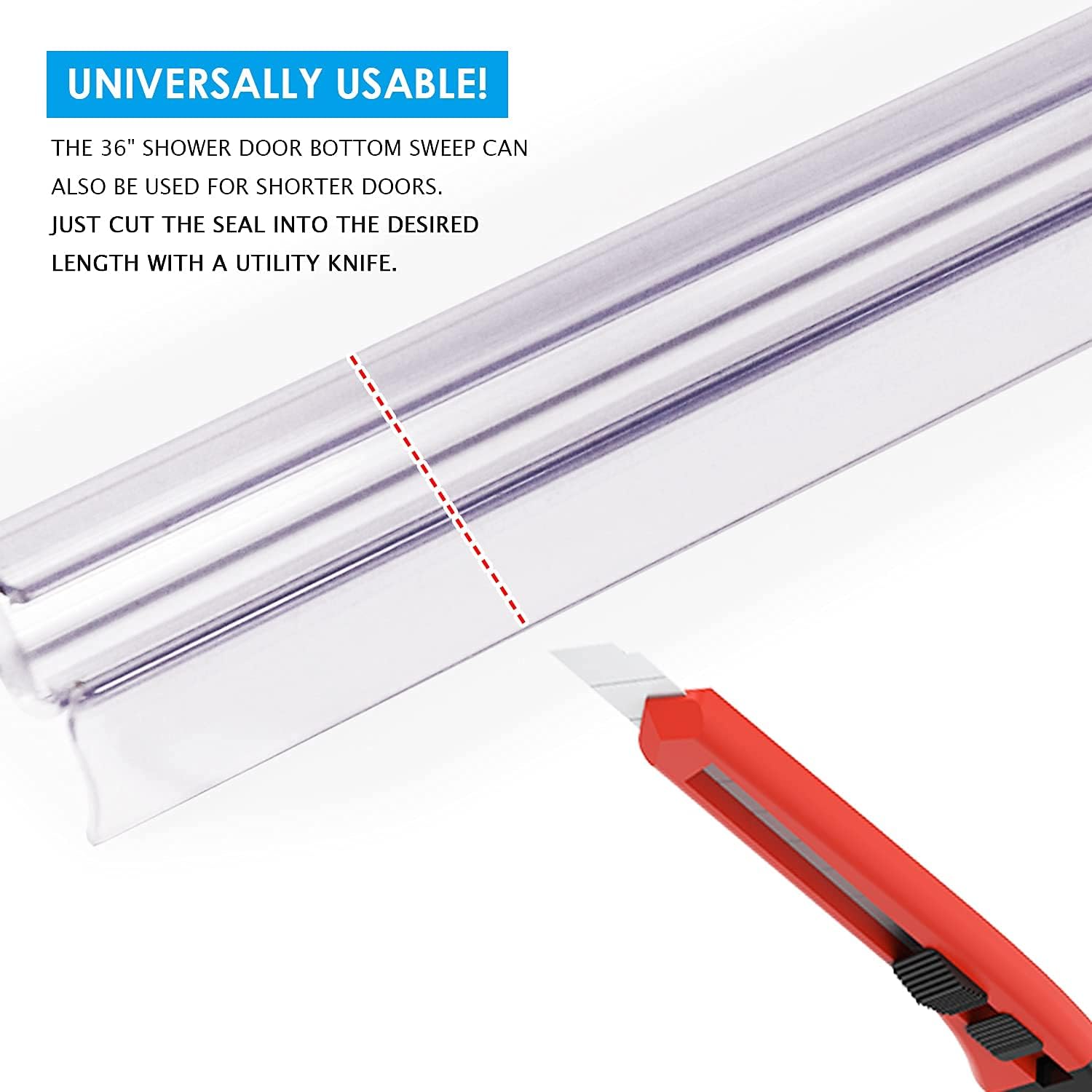 2 X Frameless Shower Door Bottom Seal Sweep Stirp 36 Inch Long for 1/2 Inch Glass,Clear
