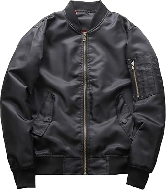 Mens Bomber Jacket Solid Color Coat Rapecal Color Outwear Windproof Pocket Windbreak