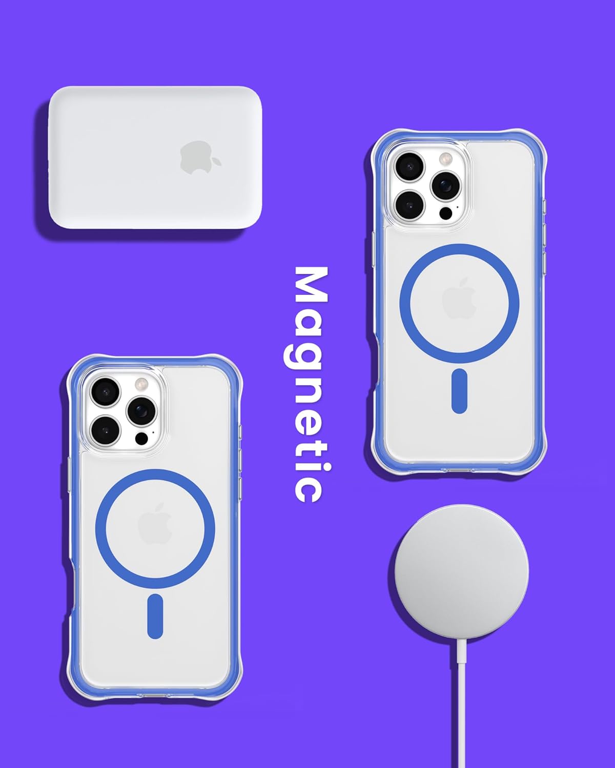 ORNARTO Air Case for iPhone 16 Pro Max Clear, Compatible with MagSafe, Military-Grade Drop Protection Cover with Built-in Air-Blue - Image 7