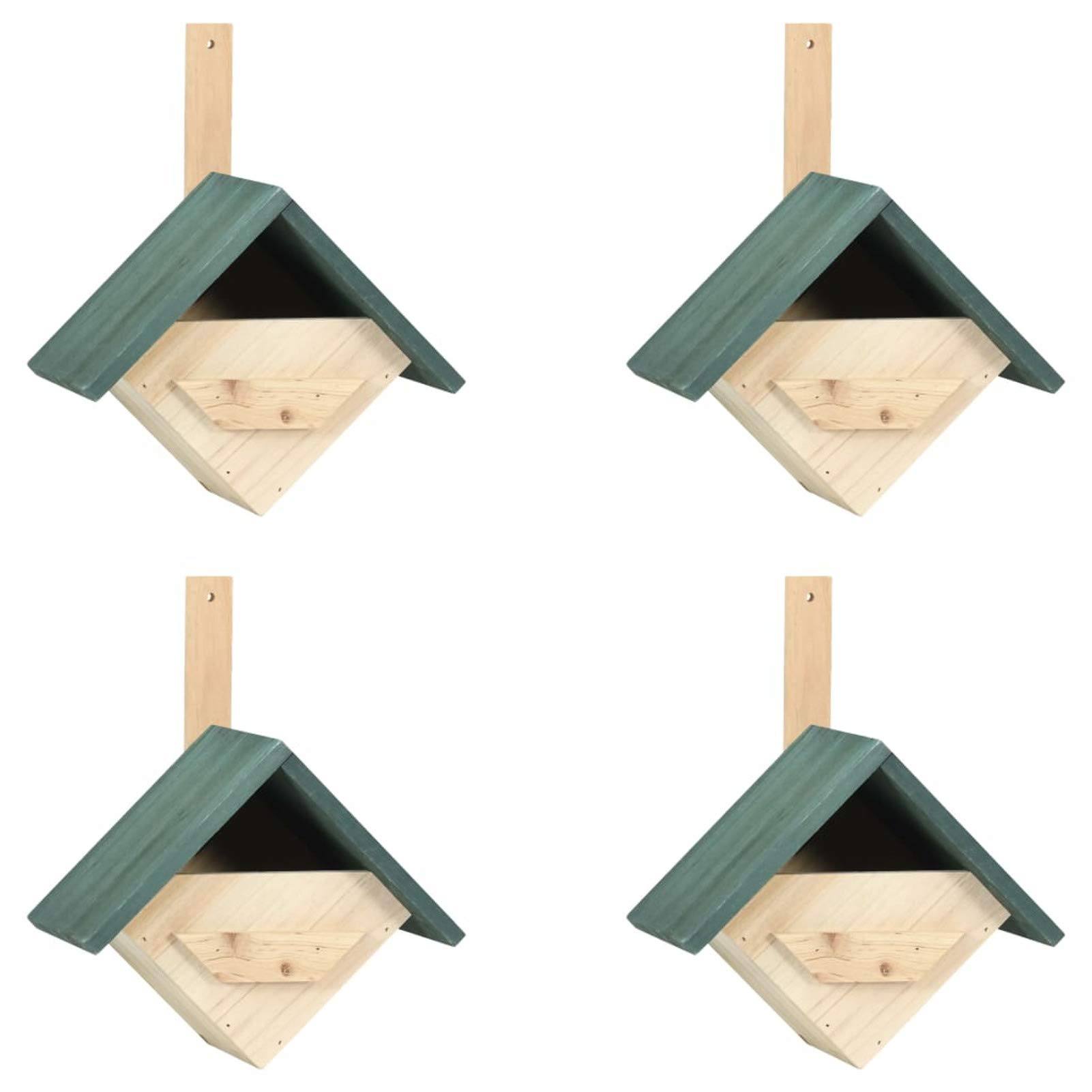 Homgoday Casitas para pájaros de madera de abeto, 4 unidades, 24 x 16 x 30 cm, muebles de interior/exterior