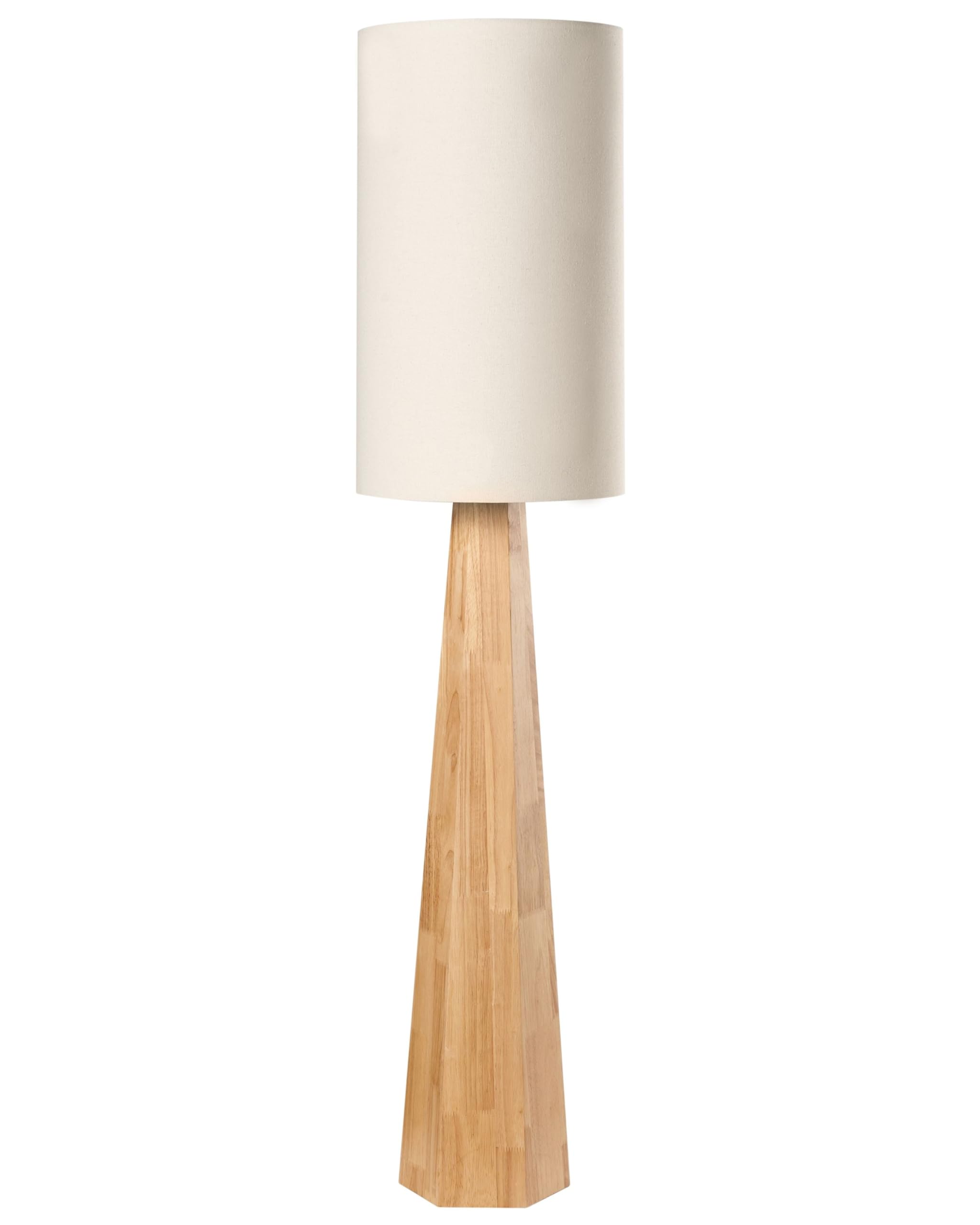 Beliani Lámpara de pie moderna con pantalla cilíndrica de tela de lino y madera de caucho natural Ilala