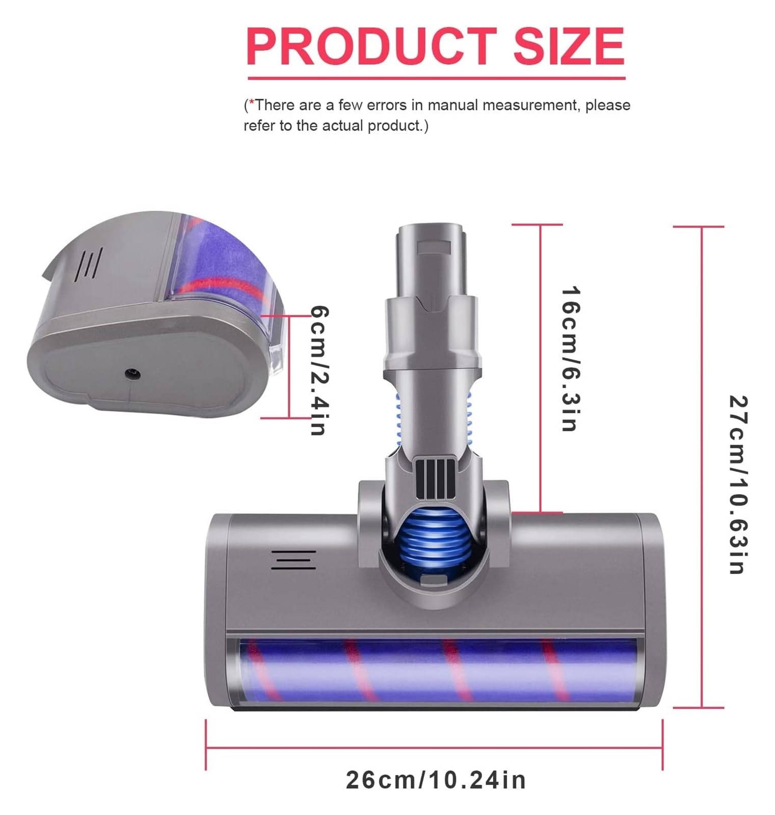 Genérico Cabezal de Cepillo Suelo motorizado, Herramienta Compatible con V6 DC58 DC59 DC61 DC62, Accesorios Rodillo barredor Suave for aspiradora