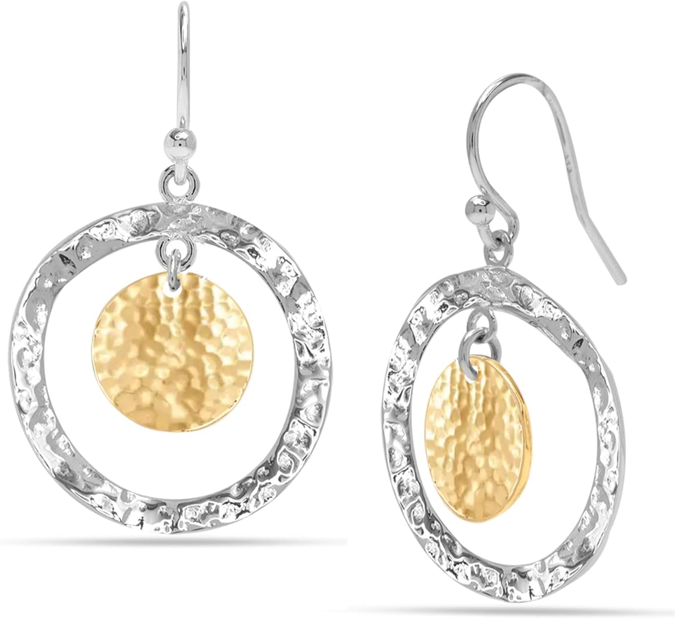 LeCalla 925 Sterling Silver Hammered Earrings for Women | Handmade Hammered Drop & Dangle Earrings Jewelry | Women's Silver Textured Statement Earrings for All Occasions