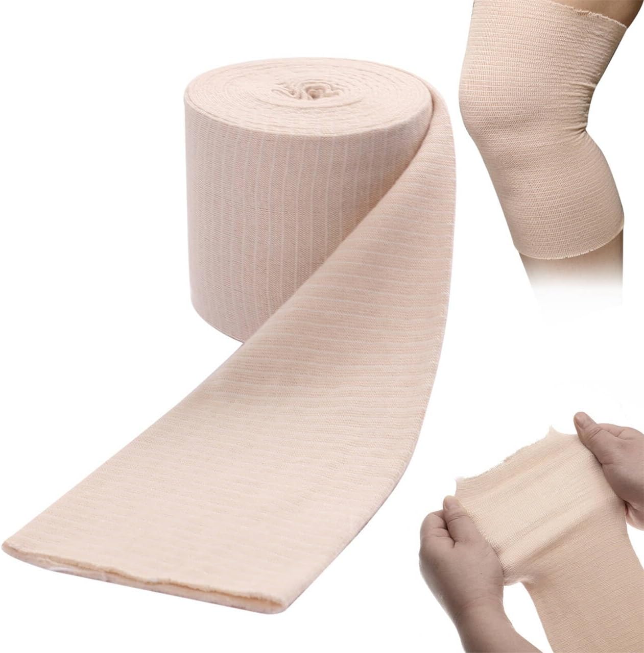Tubular Support Bandage Elastic Sport Bandages Breathable Compression Bandage Roll Stockinette Tubing Gauze for Leg Knee, 4inchX5.5 Yard (Size F)