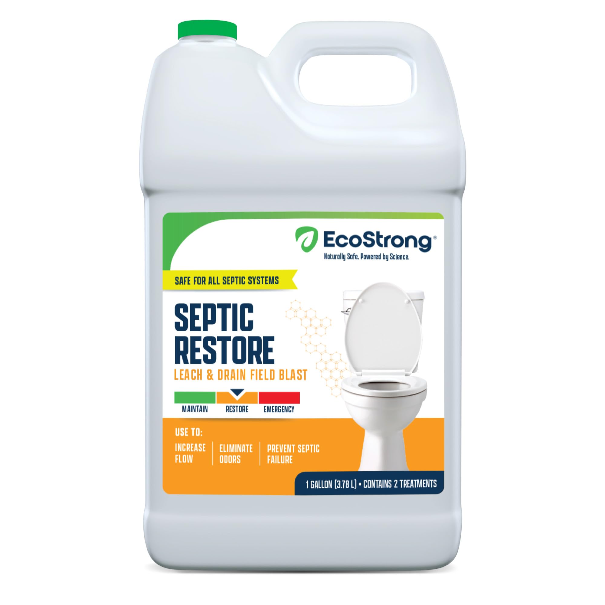 Eco Strong Trattamento del campo di drenaggio settico e liscivia | Il detergente bio-enzimatico rompe e digerisce gli intasamenti | Rimuove gli odori e il detergente principale (3,6 g)