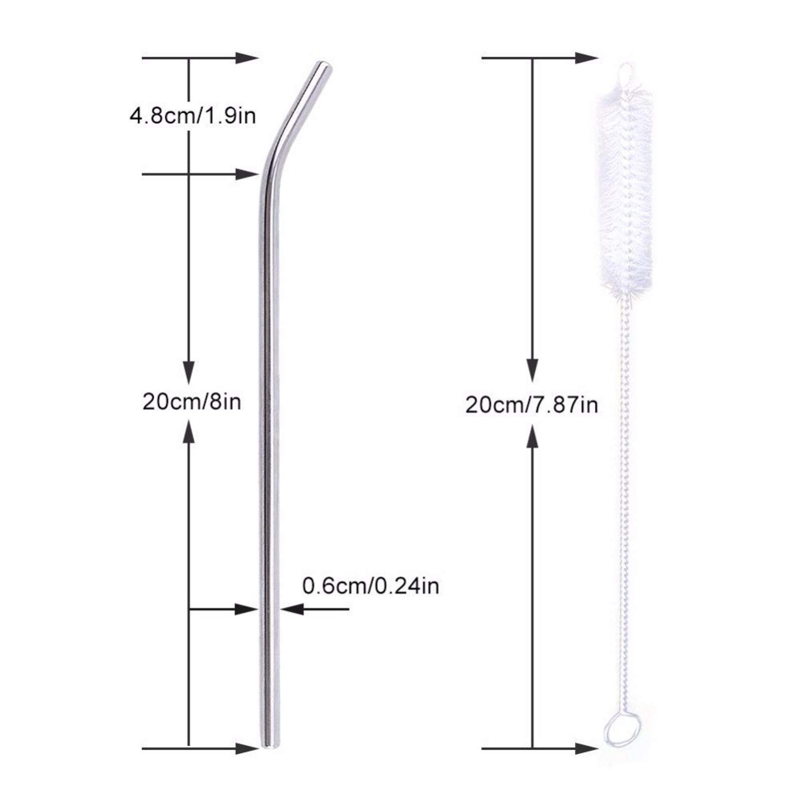 ZIETNAL 8 pz/lotto Set di Cannucce In Metallo Riutilizzabili Con Spazzola Pulitore Cannucce Piegate Kit Cannucce A Buon Mercato Bar Cocktail Accessori