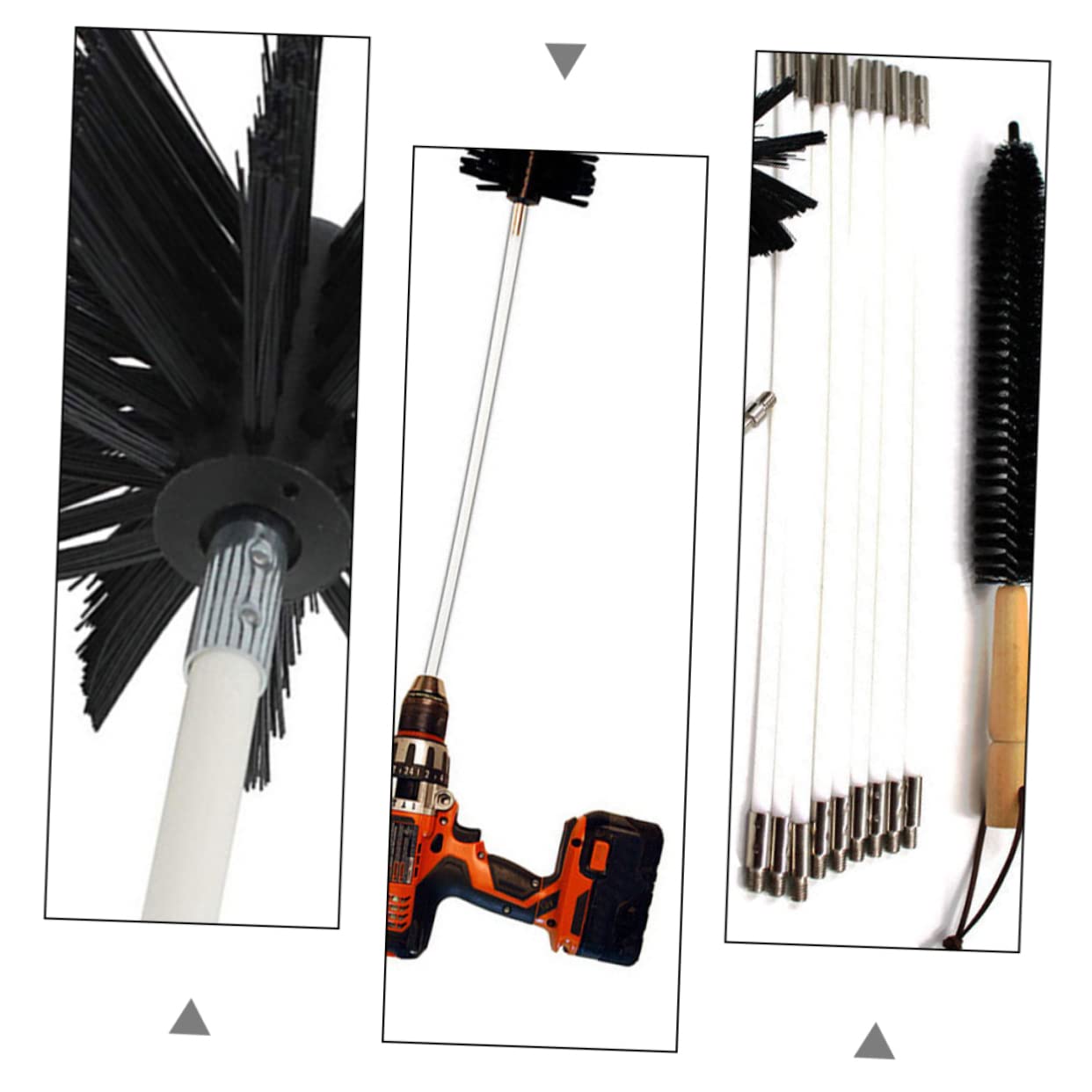 TOPBATHY Scovolino Canne Fumarie in Nylon Manico in Legno per Pulizia Efficiente di Condotti e Scarichi Asciugatrice, Rimuove Lanugine e Polvere Set 9 Aste Flessibili