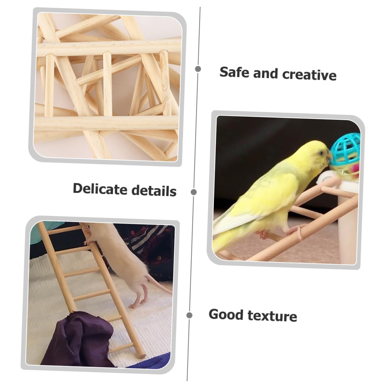 Set 6 Scale in Legno per Pappagalli e Piccoli Calopsite, Giocattolo Arrampicata da Gabbia Appeso, per Arricchire le Attività e Affilare gli Artigli