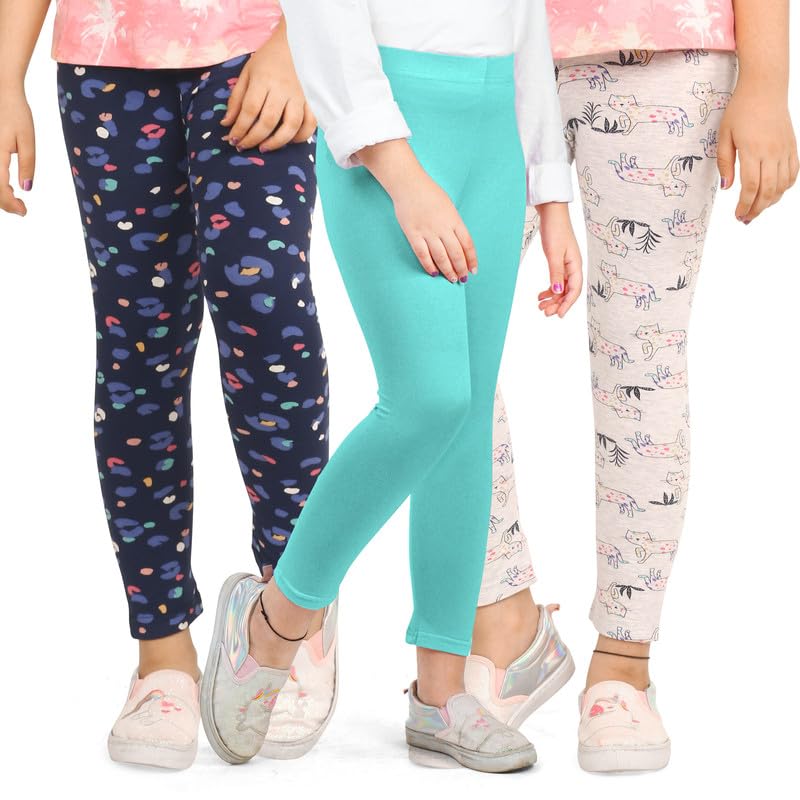 Image of ARIEL Girls Cotton Printed Regular Fit Non-Transparent Ankle Length Leggings