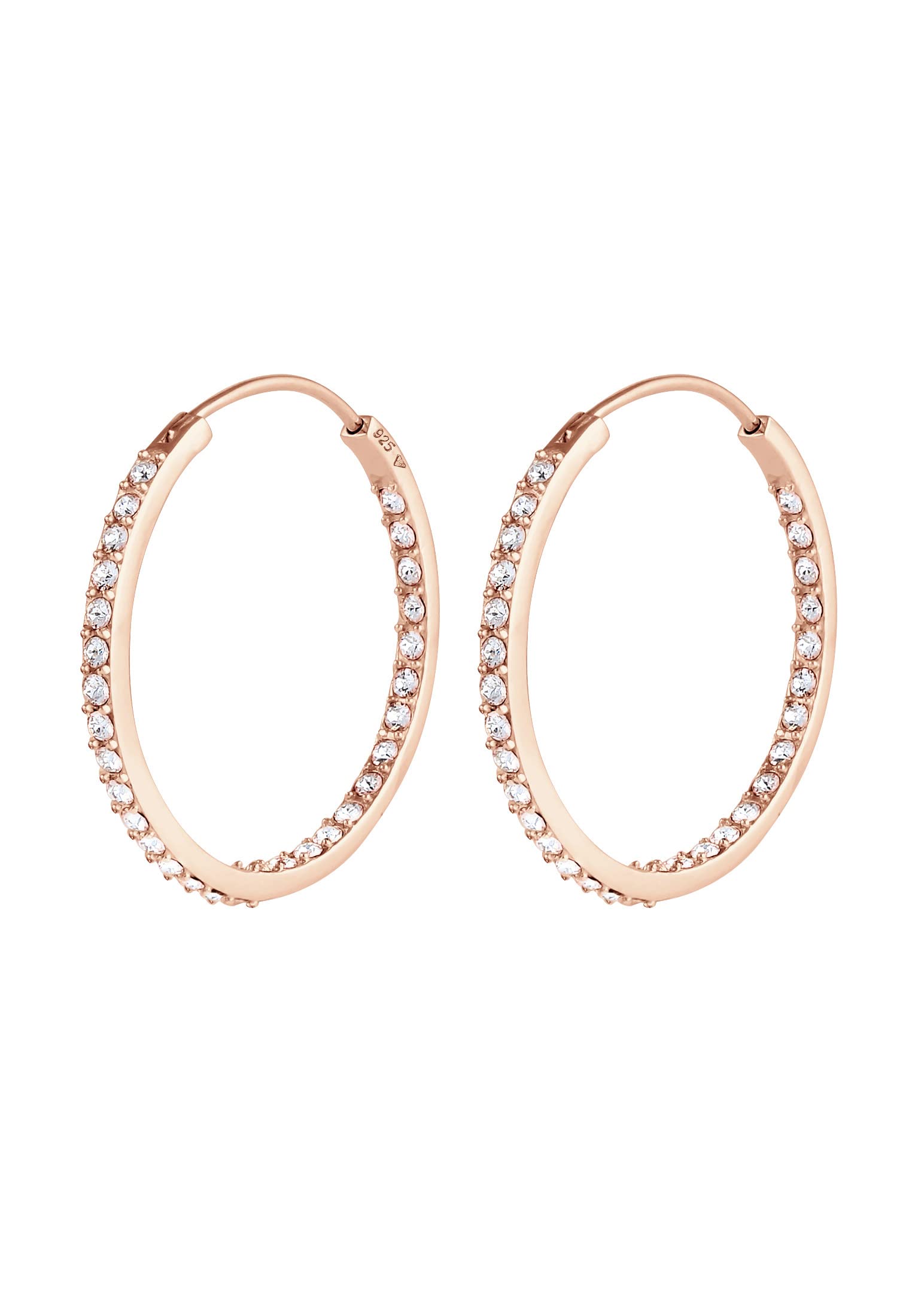 Elli Women's 925 Sterling Silver Xilion Cut Crystal Hoop Earrings