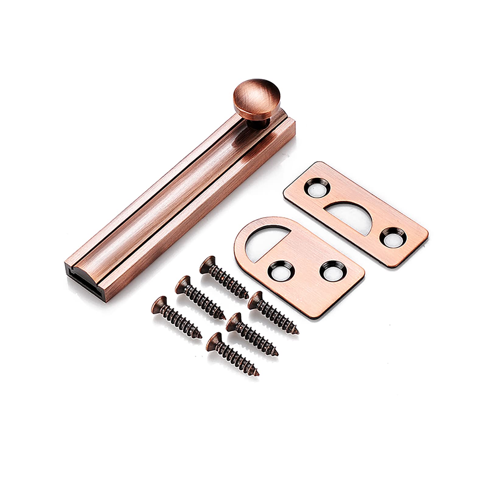 Cgjsefh Red Patina Door Latch, Slide Door Bolt Solid Copper Latch Buckle Invisible Bedroom Barn Lock Cupboards Workshop(,3In)