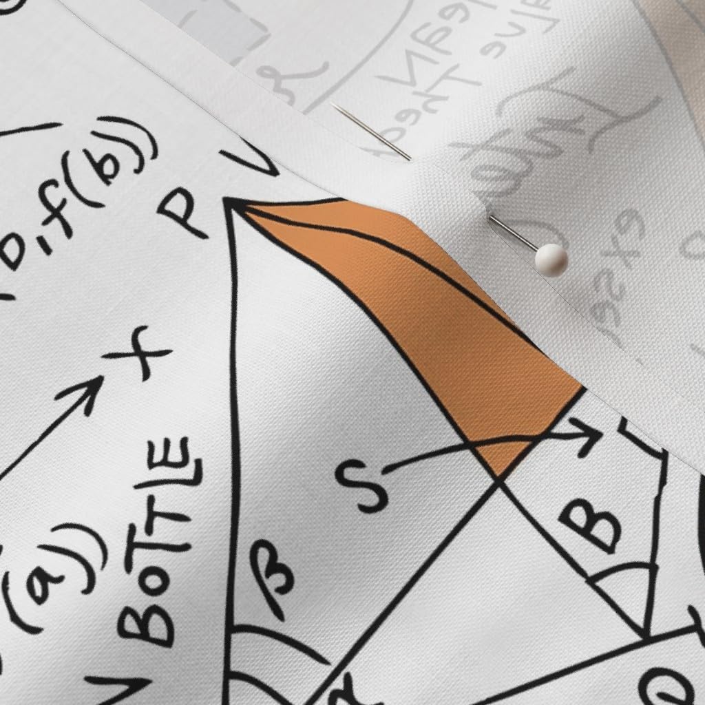 Spoonflower Fabric - White Geometry Math Steam Numbers Science Colorful Teaching Education Printed on Petal Signature Cotton Fabric by The Yard - Sewing Quilting Apparel Crafts Decor