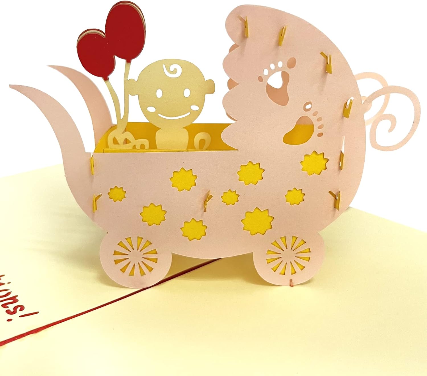 Pop Up Baby Shower Card for Boy Girl , New Birth Baby 3D