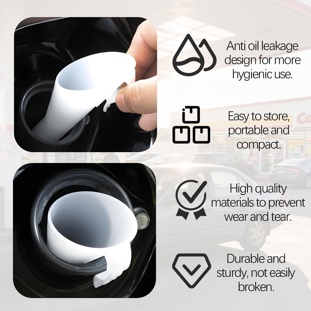 2PCS Car Fuel Filler Gas Tank Funnel Tube, OEM#8U5A-17B068-EB 1782177 Capless Leak-Proof Fuel Tank Filler Neck Tube Sleeve, Compatible with Navigator MKZ Mariner (White)