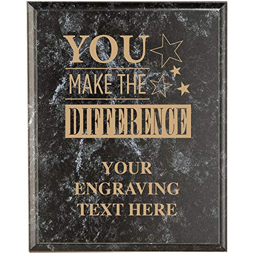 Crown Awards Corporate Above and Beyond Plaques - 7 x 9 You Make The Difference Black Marbleized Recognition Trophy Plaque Award Prime