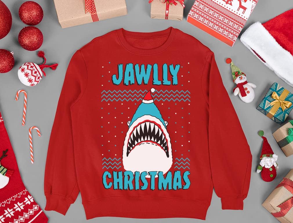 Tstars Jawlly Shark Sweatshirt Toddler Youth Kids Ugly Christmas Sweater Style