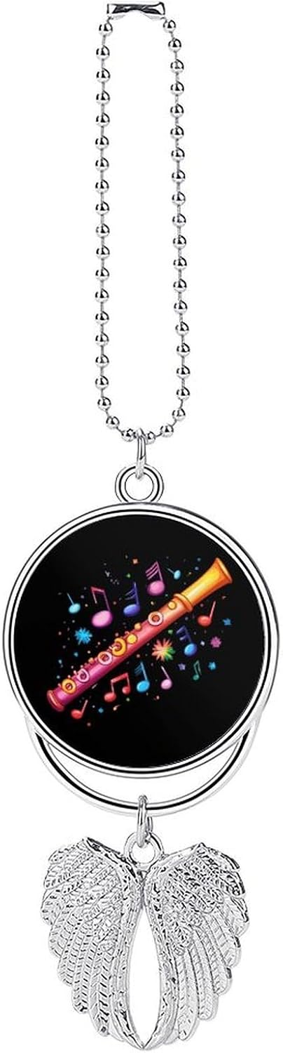 Music Notes Flutist Flute Car Hanging Ornament Rearview Mirror Pendants Charms Auto Decor Accessories image 5