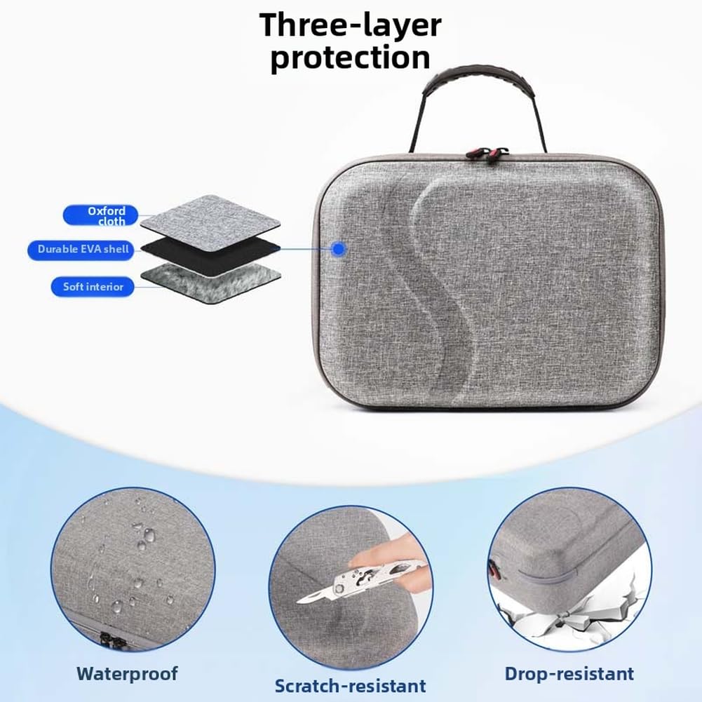 Funda rígida para Meta 3S, resistente a los golpes, con compartimento para accesorios, para gafas de realidad virtual, controlador y cable, bolsa de almacenamiento portátil, color negro (gris)