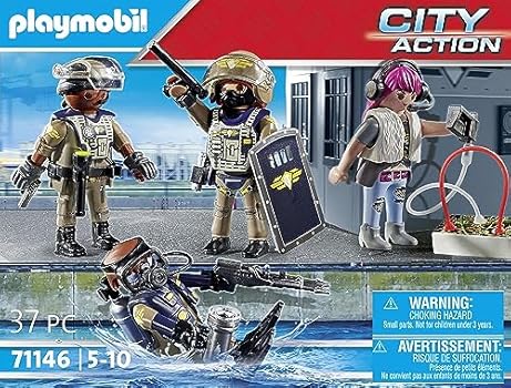 PLAYMOBIL City Action 71146 SWAT Diving Figure Set, SEK Task Force