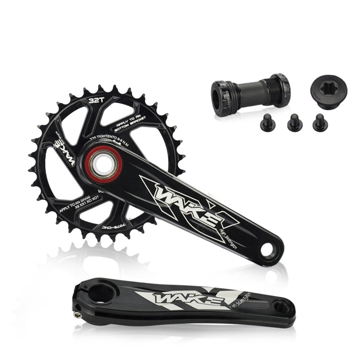 Platos Y Bielas Mountain Bike 170mm Integrado Hueco Y Bielas 32T/34T/36/38T Plato Redondo Platos Y Bielas con Eje De Pedalier
