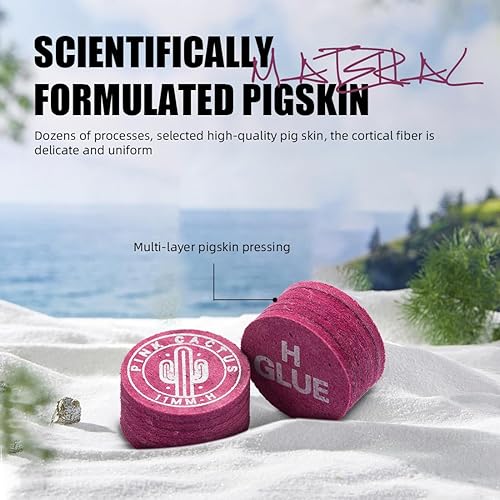 Miniatura 3 de KONLLEN Punta de taco de piscina rosa, punta de 0.433 in0.551 in, piel multicapa con SMH para billar y billar