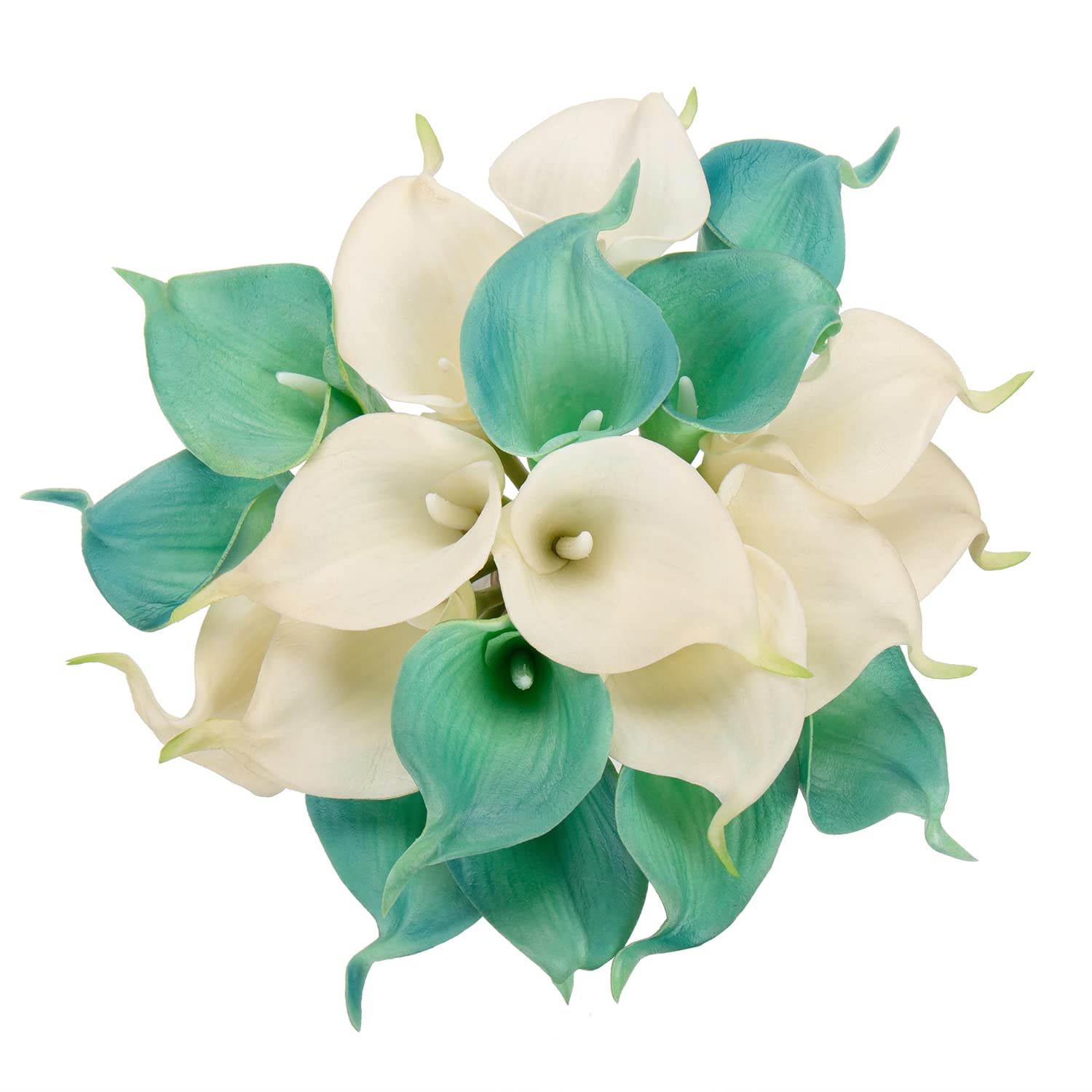 Blue and Cream Flowers Calla Lily Artificial Flowers Real Touch Flowers Fake Lily Fake Flowers for Decoration Calla Lillies Artificial Spring Flowers Tiger Lilly Flowers Calla Lily Bouquet for Decor