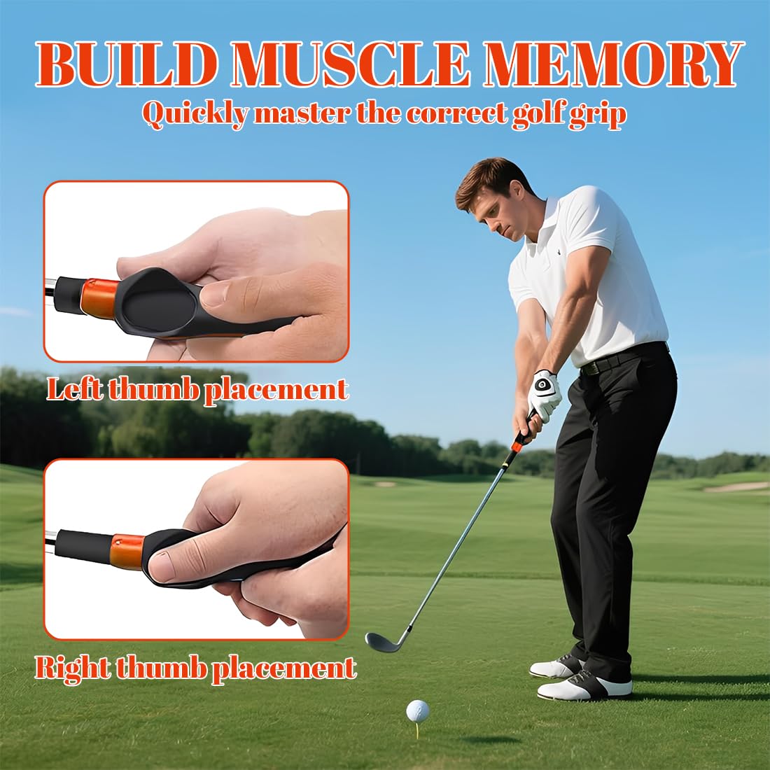 Kit de Entrenamiento Golf con Entrenador de Grip & Cinta Corrección Swing, Golf Accesorios para Zurdos & Diestros Golf en Casa