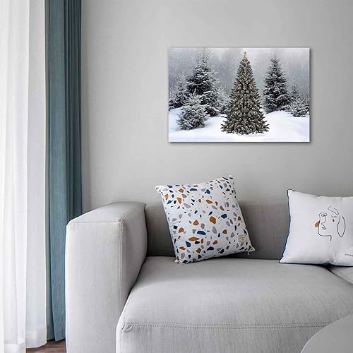 Miniatura 4 de NTEUMM Lienzo decorativo para pared de invierno, diseño de árbol de Navidad, copo de nieve, decoración moderna para el hogar, dormitorio, oficina