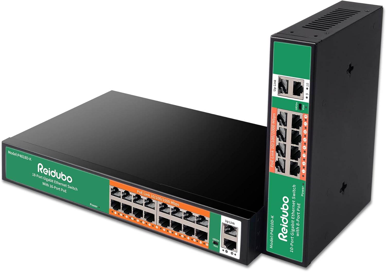 10+18-Port Ethernet Gigabit PoE Switch,16-Port PoE Network Switch with 2 Uplink Gigabit Ports,250W,Unmanaged, Plug&Play, Compatible with AP WiFi ,PoE Surveillance Cameras