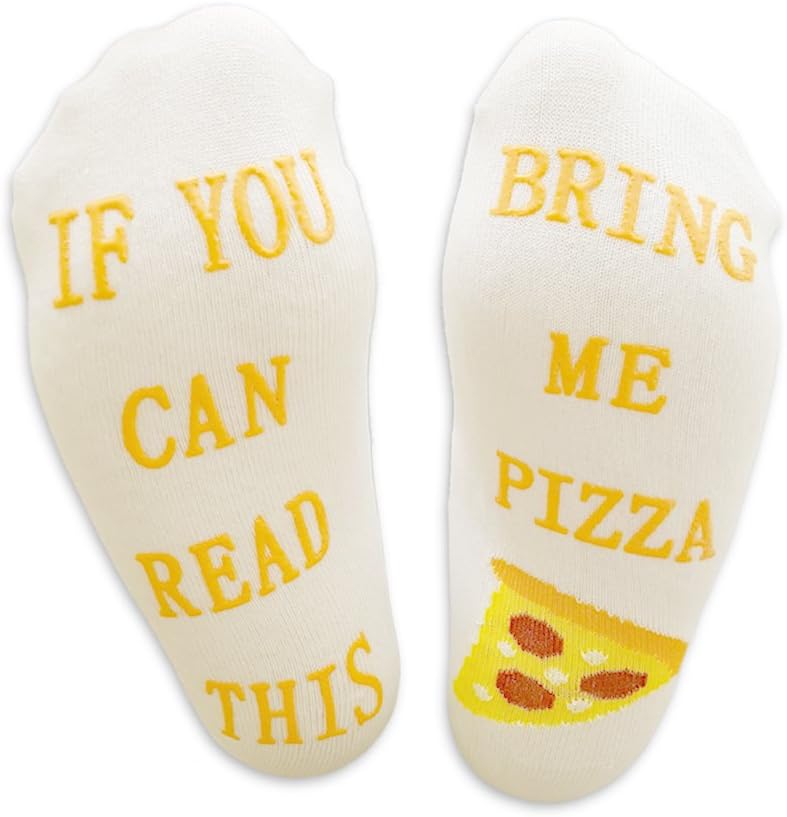 Cotton Pizza Socks “If You Can Read This Bring Me Pizza Perfect for Adults | Birthday Gift for Pizza Lover |Novelty Romantic Foodies Present for Her or Him