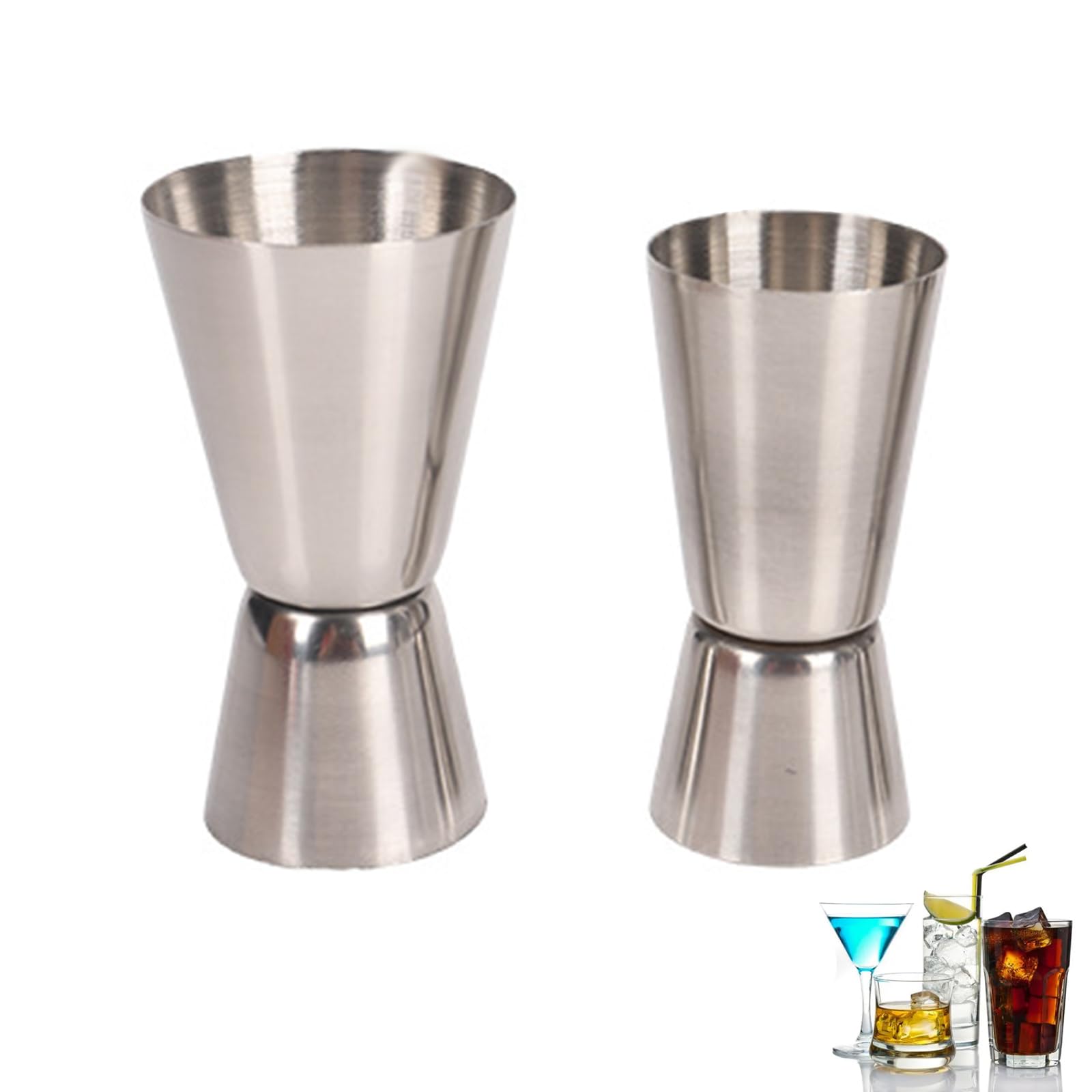 Spirit Measure, 2 Pcs Stainless Shot Measures for Spirits 15/30ml & 25/50ml Shot Measure
