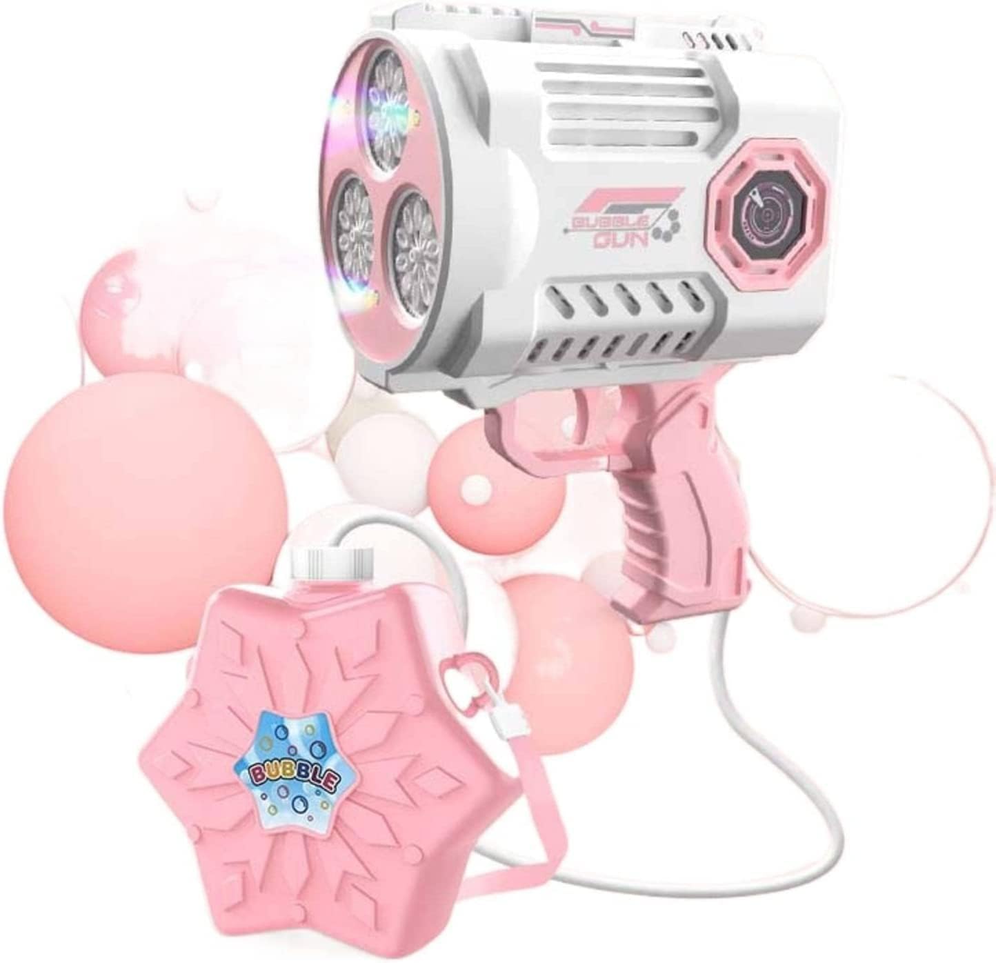 Bubble Gun, 36 Holes Bubble Machine with Colorful Lights