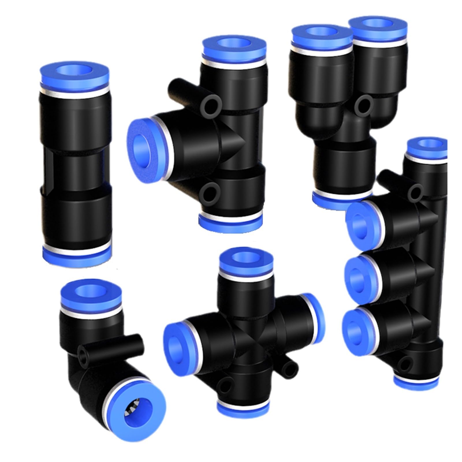Conectores de presión para líneas de aire, Conectores rápidos for manguera neumática de aire, plástico PU, multicolor, 4-16 mm, 5 unidades(Buc White,4MM-5 PCS)