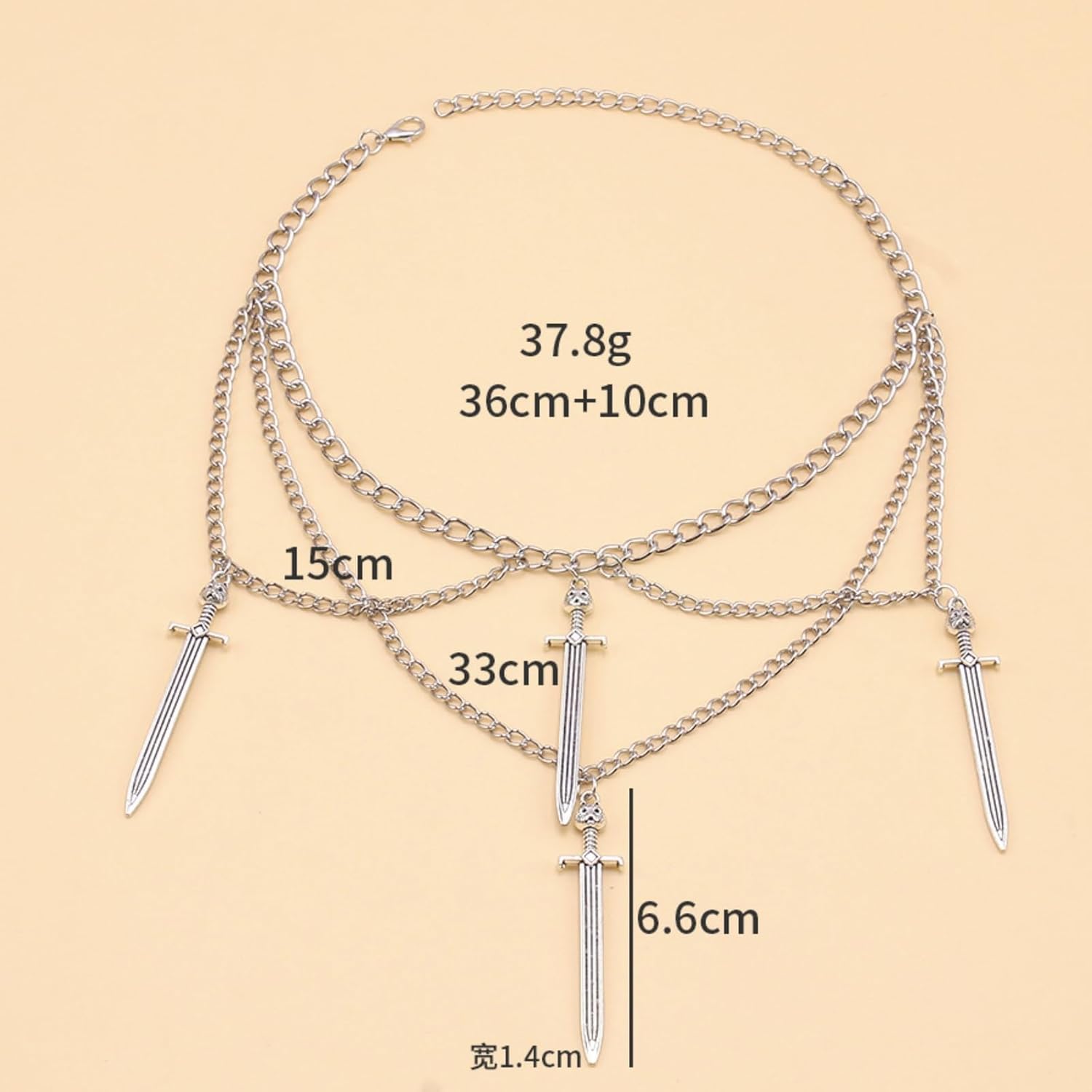 Gothic Layered Dagger Sword Necklace for Women,Punk Style Hollowed Out Dagger Necklaces Statement Vintage Dark Sword Necklace Halloween Jewelry - Image 4