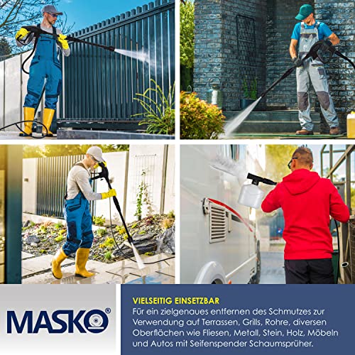 MASKOยฎ Hogedrukreiniger 2200 Watt 165 bar 450 l/u, met spoel slanghaspel 10 m slang 9-delige accessoireset, met zeepfles schuimmondstuk, hogedrukpistool voor auto's/hekken/tuin/patio's - Afbeelding 5