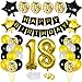 Bluelves 18 Globos Cumpleaños Decoracione Oro Negro, Happy Birthday cumpleaños,Decoración Globos de Látex Dorado Papel de Oro Apto para Hombres y Mujeres Adultos Decoración de Fiesta