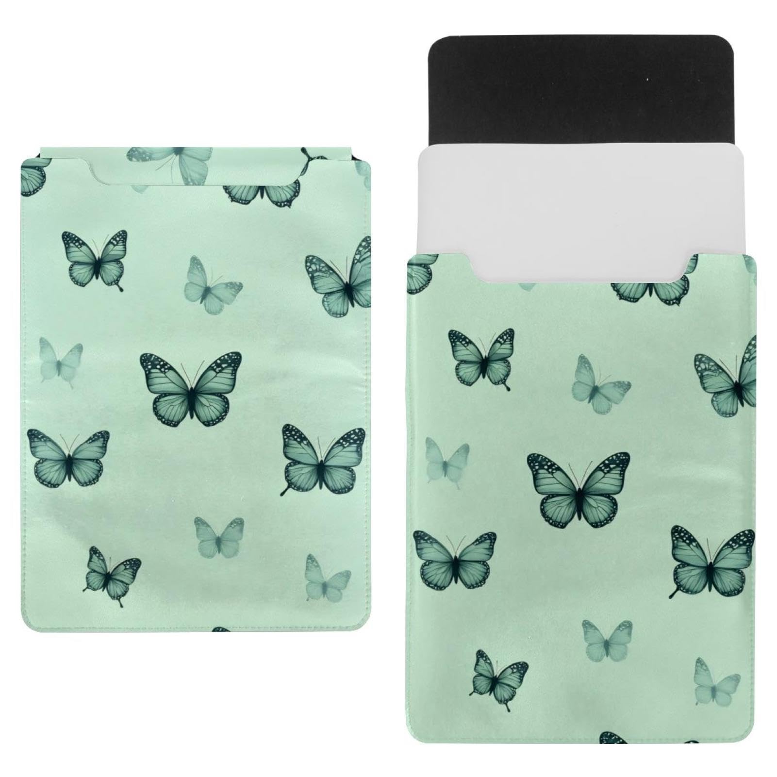 Funda para portátil de 35 x 25,9 cm verde con estampado de mariposas elegante 7