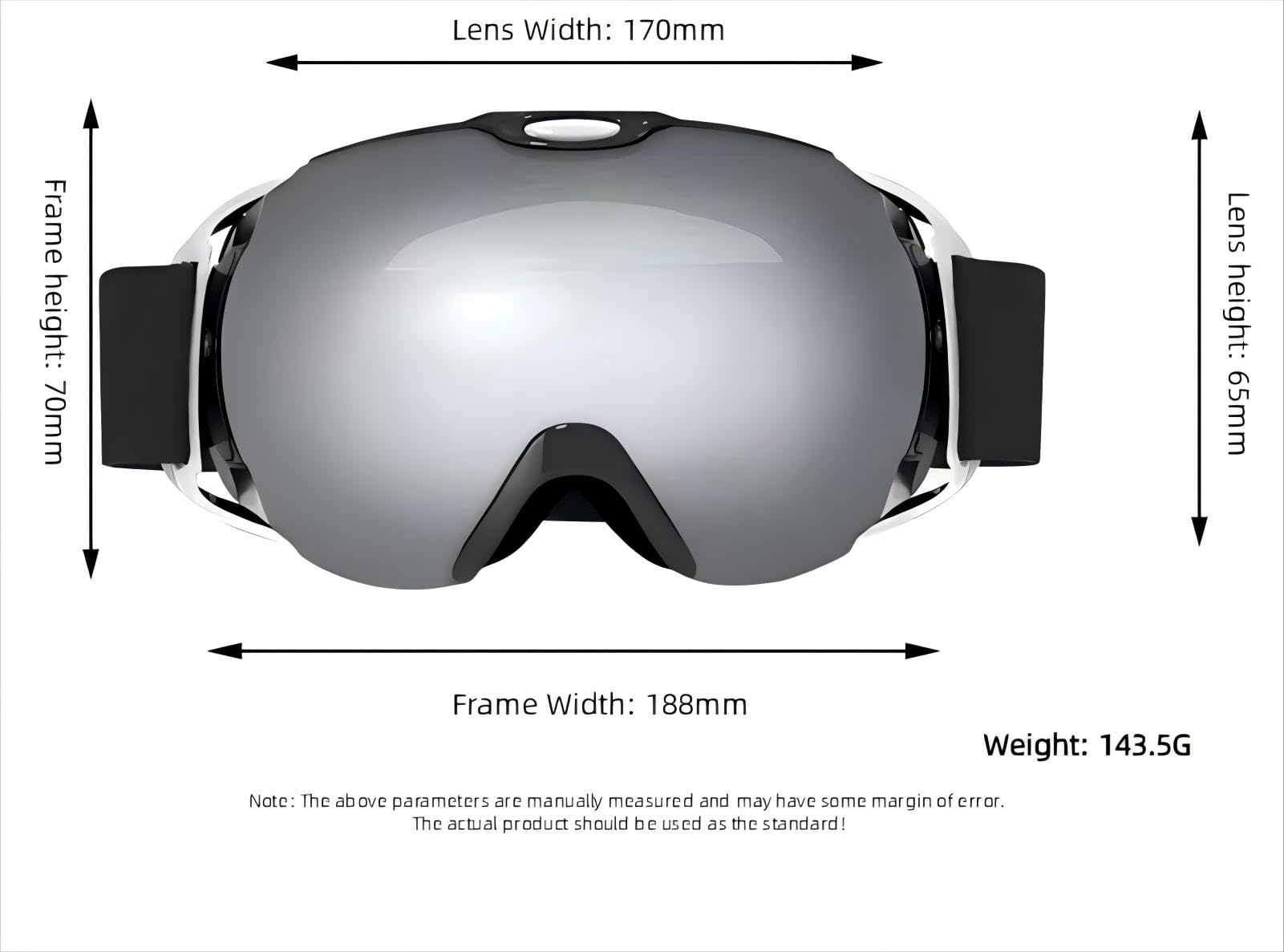 Lunettes de ski d'hiver à double sphère, lunettes de ski d'extérieur, hommes et femmes peuvent porter anti-buée, coupe-vent et protection, peuvent porter des lunettes de ski pour la myopie, afin que