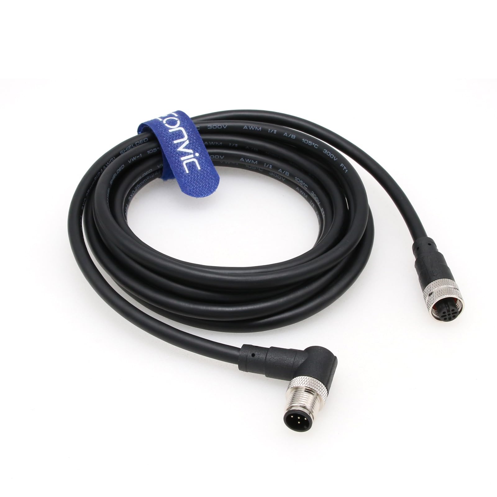 Eonvic Industrial M12 5 Pin Male Right Angle to Straight Female Aviation Sensor Connector Electrical PVC Cable 2M - Image 2