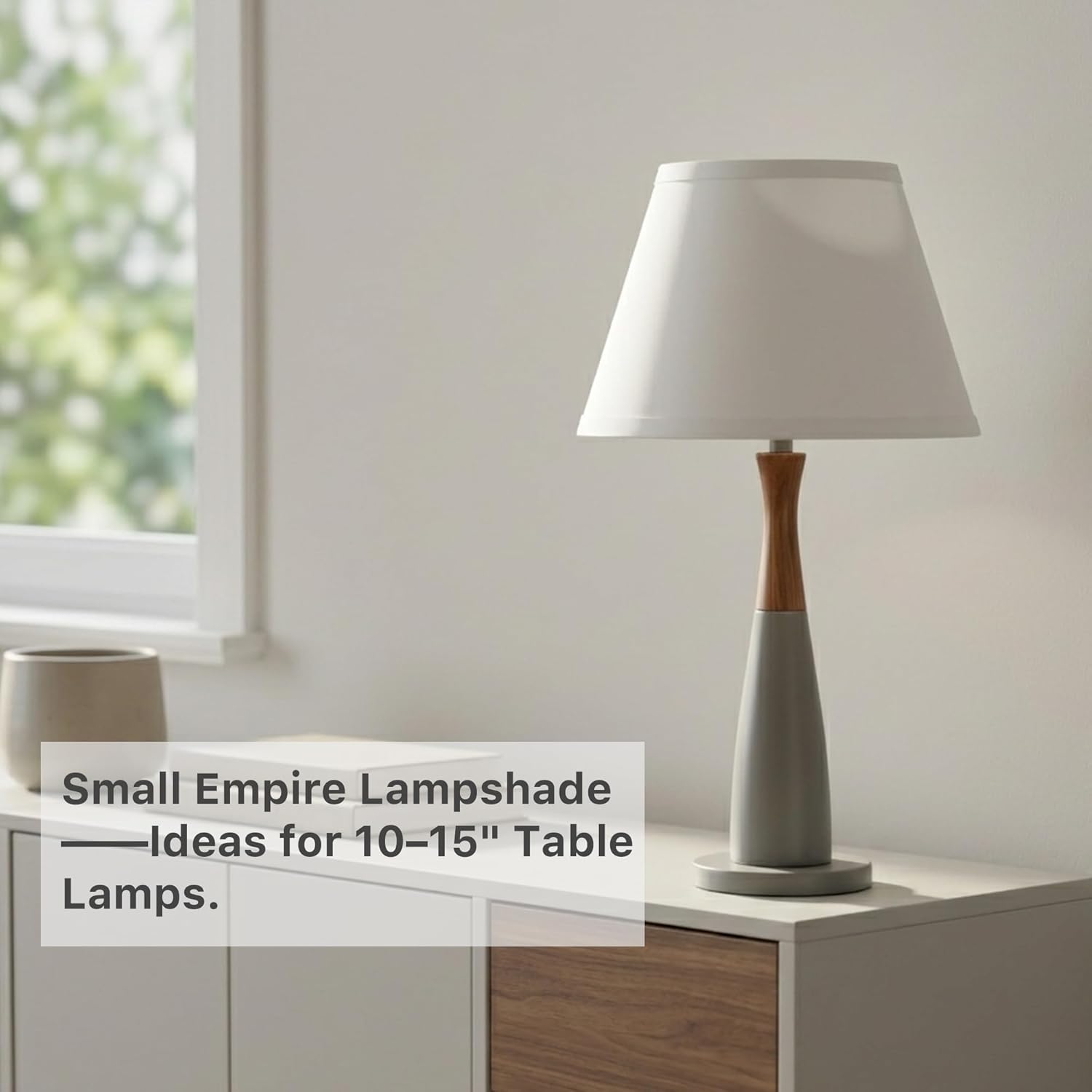 White Empire Lamp Shades Set of 2, 5.9" × 9.8" × 6.7" Small Lampshades for Table Lamps, Spider Fitter Fabric Replacement Shades for Home Decor, Bulb Clip Adapters Included, No Assembly Required