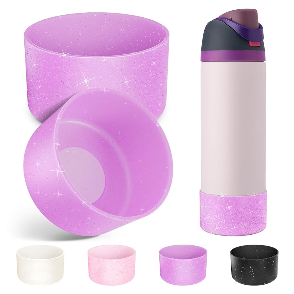 Alwenid 2PCS Silicone Water Bottle Boot for Owala 24oz, Anti-Slip Protective Sleeve Bottom Bumper Protector for FreeSip, Twist, and Flip Stainless Steel Water Bottles