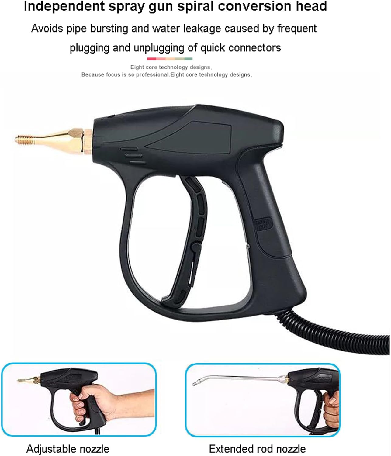 2600W Household Electric Steam Cleaner, 120℃ High Temperature Steam, Portable Handheld Steamer Car Kitchen Brush Cleaning Machine,Black